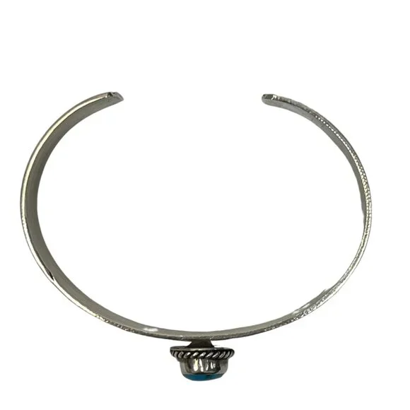 925 Sterling Silver Turquoise Artist Signed Harold J. Cuff Bracelet - Picture 6 of 8
